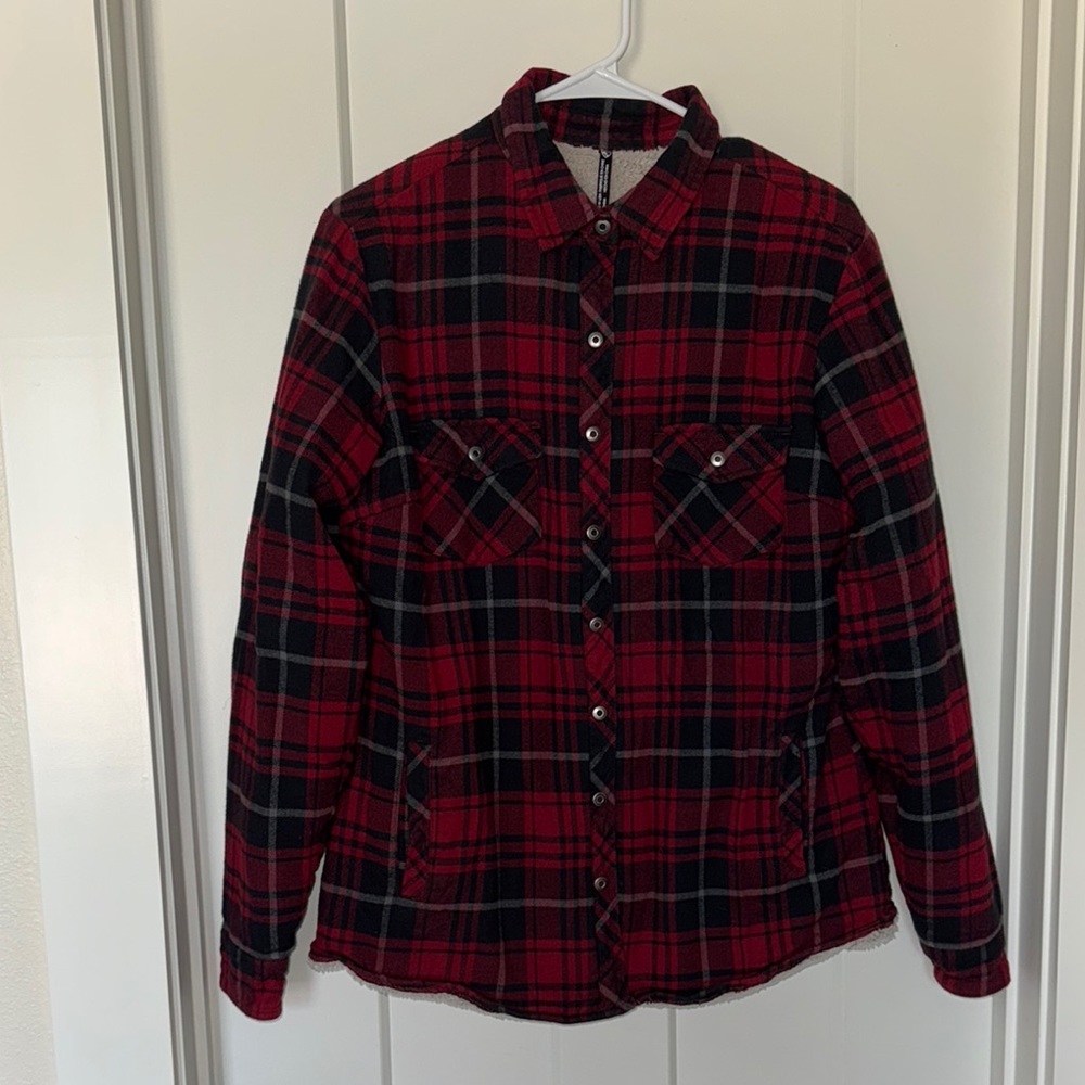 Kuhl Red and Black Utility Jacket with Collared Neckline